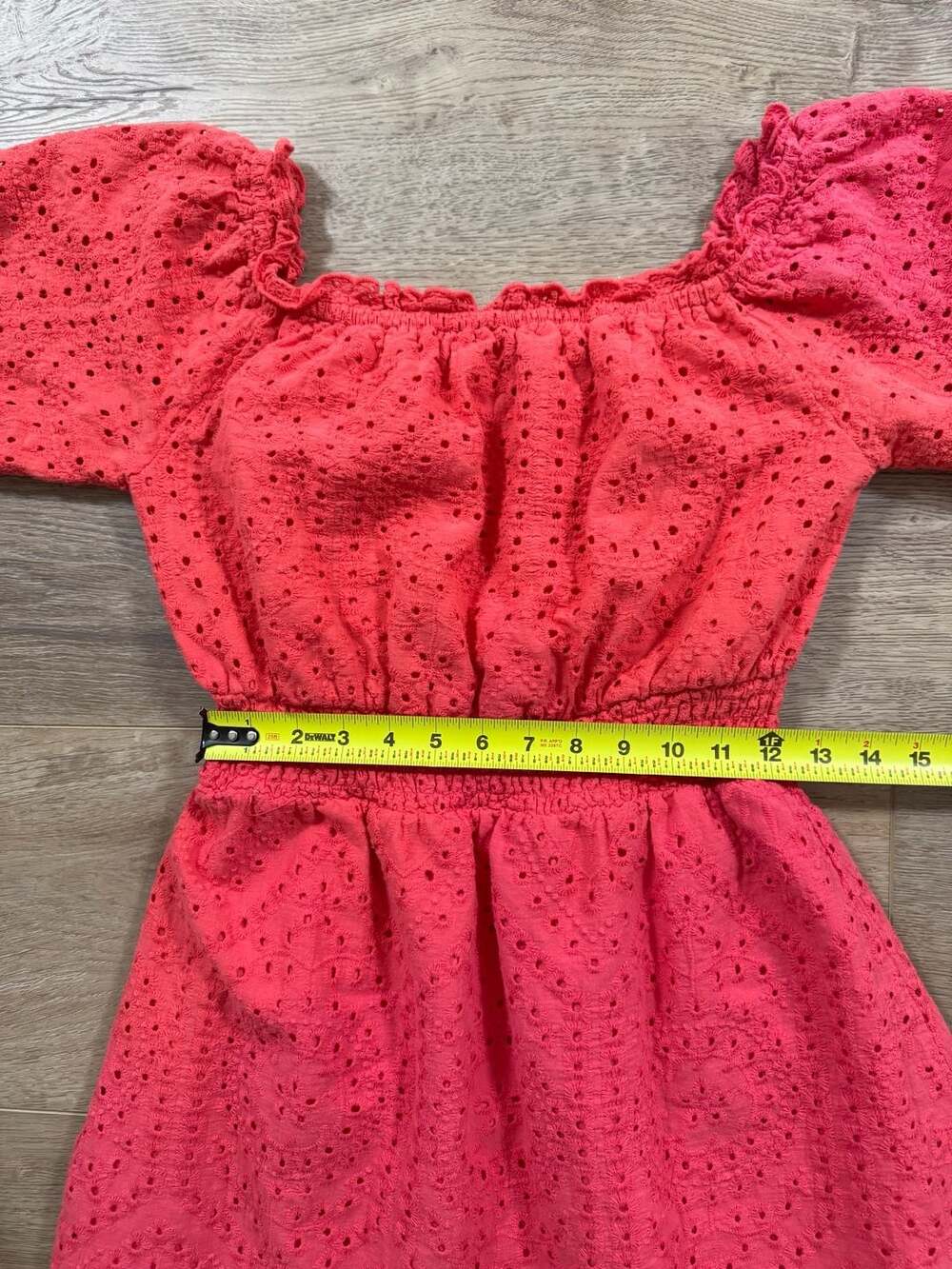 Betsey Johnson Paradise Pink Eyelet Off Shoulder Midi Dress Large Cottagecore - Picture 8 of 16